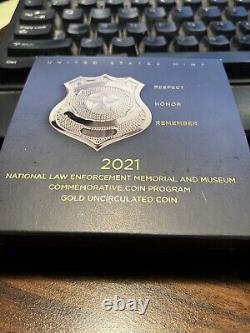 2021-W UNC $5 Gold National Law Enforcement Museum Mint Box & COA