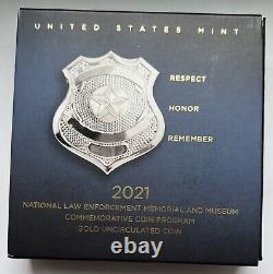 2021-w Us Mint $5 Dollar Gold Law Enforcement Commemorative Coin With Box & Coa