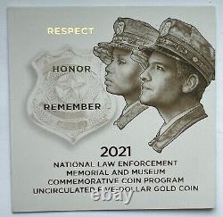 2021-w Us Mint $5 Dollar Gold Law Enforcement Commemorative Coin With Box & Coa