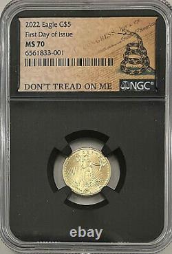 2022 American GOLD Eagle $5 NGC MS70 FIRST DAY OF ISSUE Don't Tread On Me