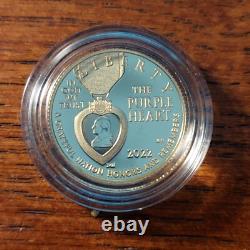 2022 Gold & Silver Purple Heart 3-Coin Proof Set Box & CoA