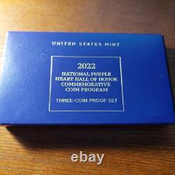 2022 Gold & Silver Purple Heart 3-Coin Proof Set Box & CoA