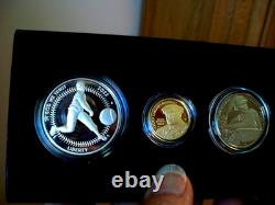 2022 NEGRO LEAGUES BASEBALL PROOF 3 COIN SET Silver $, $5.00 Gold & Clad 1/2