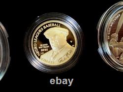 2022 NEGRO LEAGUES BASEBALL PROOF 3 COIN SET Silver $, $5.00 Gold & Clad 1/2