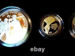 2022 NEGRO LEAGUES BASEBALL PROOF 3 COIN SET Silver $, $5.00 Gold & Clad 1/2