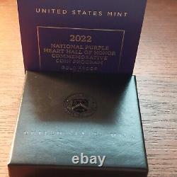 2022 Nat'l Purple Heart Hall of Fame Commemorative $5 Gold Coin Box & CoA