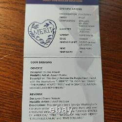2022 Nat'l Purple Heart Hall of Fame Commemorative $5 Gold Coin Box & CoA