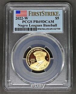 2022 Negro Leagues Baseball 3 Coins 50c $1 & $5 Pcgs All Pr69dcam Fs/flag Label
