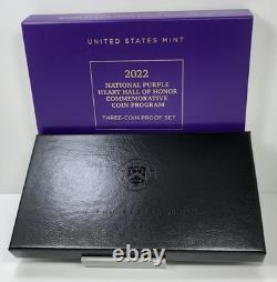 2022 U. S National Purple Heart Hall of Honor Silver+Gold 1/4 oz Proof 3-Coin Set
