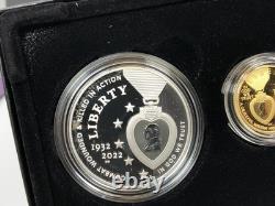2022 U. S National Purple Heart Hall of Honor Silver+Gold 1/4 oz Proof 3-Coin Set