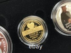 2022 U. S National Purple Heart Hall of Honor Silver+Gold 1/4 oz Proof 3-Coin Set