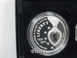 2022 U. S National Purple Heart Hall of Honor Silver+Gold 1/4 oz Proof 3-Coin Set