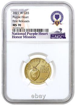 2022 W National Purple Heart Hall of Honor $5 Gold Coin NGC MS70 FR SKU66689