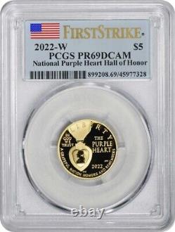 2022-W National Purple Heart Hall of Honor Commem $5 Gold PR69DCAM FS PCGS