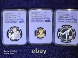 2022 W Negro Leagues 3 Coin Gold & Silver Proof Set Pf70/70/70 Ogp First Release