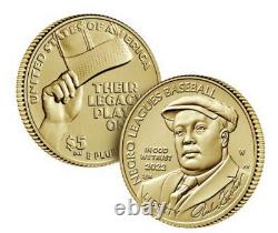 2022-W Negro Leagues BB Uncirculated Five-Dollar 90% Gold Coin 22CJ PRE-SALE