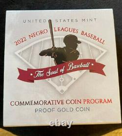 2022 W Negro Leagues Baseball $5 Gold Commemorative Proof Coin In Hand