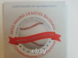 2022 W Negro Leagues Baseball $5 Uncirculated Gold Commemorative Coin 22CJ