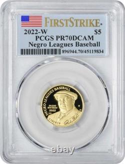 2022-W Negro Leagues Baseball Commemorative $5 Gold PR70DCAM First Strike PCGS