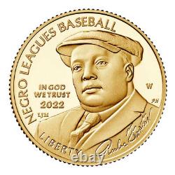 2022-W Proof $5 Negro Leagues Baseball Gold Box, OGP, & COA