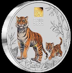 2022 Year of the TIGER 1 KILO. 9999 SILVER COIN AUSTRALIA with 1g Gold Privy Mark