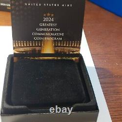 2024 $5 Gold Proof Coin Commemorating America's Greatest Generation Box & CoA