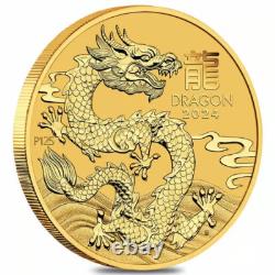 2024 Australia Perth Mint Lunar Dragon 1/10 oz Gold Coin