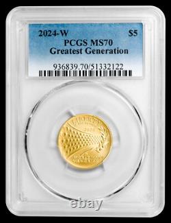 2024-W $5 Gold Greatest Generation Commemorative PCGS MS70 LOW MINTAGE