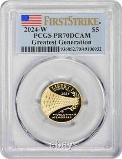 2024-W Greatest Generation Commemorative $5 Gold PR70DCAM First Strike PCGS