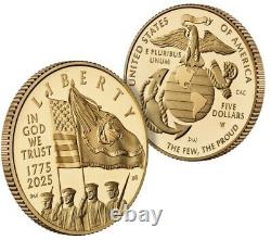 2025-W U. S. Marine Corps 250th Anniversary Proof $5 Gold Coin