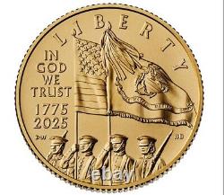 2025-W U. S. Marine Corps 250th Anniversary Uncirculated $5 Gold Coin. Pre-Sale