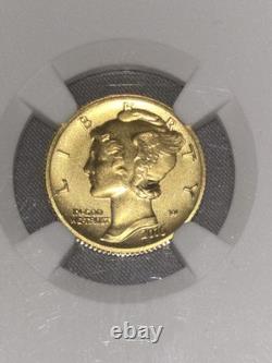 24KT GOLD 999. Fine 1/10 Oz 2016 W 10c Mercury Dime SP70 EARLY RELEASE NGC SLAB