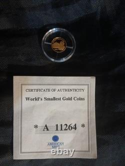 $25 Dollar George WahintonAmerican Mint Smallest Gold Coin Certificate Included