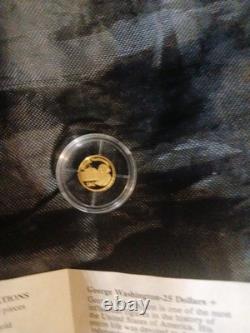 $25 Dollar George WahintonAmerican Mint Smallest Gold Coin Certificate Included
