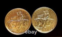 (2) 1925 STONE MOUNTAIN AU to UNC Commemorative Silver Half Dollar Coins
