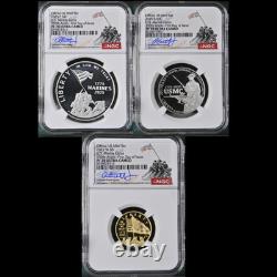 3 Coin Set 2025-W Proof $5 $1 50c US Marine Corps Gold Silver NGC PF70 FDI %