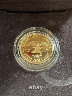 $5 Gold Coin 1989 Bicentennial Congress Liberty 90% Gold 1/4 Oz