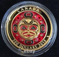 99.999% Pure Gold Enameled Coin Singing Moon Mask Mintage 300 (2015)
