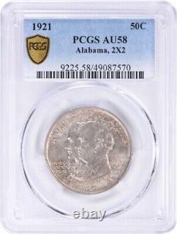 Alabama 2x2 Commemorative Silver Half Dollar 1921 AU58 PCGS