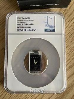Alien 40th Ann 1oz Silver Rectangular Coin Coa #0200 Ngc Pf69 Er Pop 2