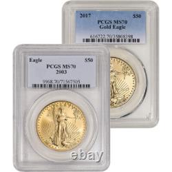 American Gold Eagle 1 oz $50 PCGS MS70 Random Date and Label