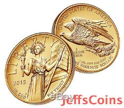 American Liberty 2015 W High Relief Gold Coin 1oz. 9999 24 Karat $100 UH8