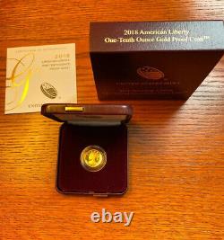 American Liberty 2018 One Tenth Ounce Gold Proof Coin 18XF