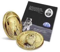 Apollo 11 50th Anniv 2019 Proof $5 Gold Coin & Kennedy-Apollo 11 Intaglio print