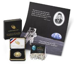 Apollo 11 50th Anniv 2019 Proof $5 Gold Coin & Kennedy-Apollo 11 Intaglio print