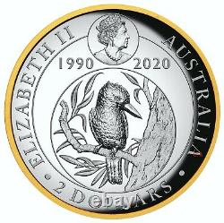 Australian Kookaburra 2oz High Relief Silver Proof Coin 24K Gilded 2020