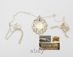 Black Hills Gold commemorative 10k gold coin sterling silver setting necklace