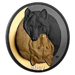 Black and Gold The Grey Wolf 1oz Pure Silver Coin, Royal Canadian Mint PRE-SALE