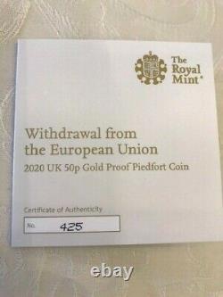 Brexit Gold Proof 50p coin DOUBLE WEIGHT GOLD new PIEDFORT limited edition