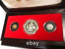 CHRISTOPHER COLUMBUS 500 anniversary boxed coin set-Gold, silver, platinum